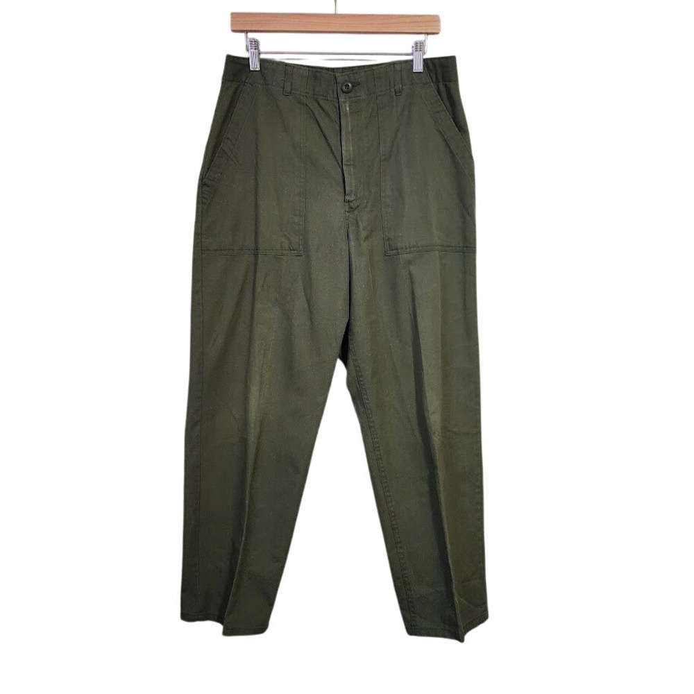 VINTAGE MILITARY 507 Pants 70s US army OG‎ military cargo in green Utility